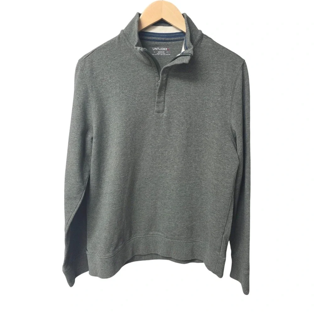 UNTUCKit Corral Quarter Zip Pullover Men Size Medium Cotton Blend Sweatshirt EUC